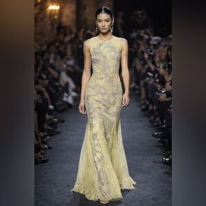 BCBGMAXAZRIA Marlyn Round-Neck Lace Gown – Size 0